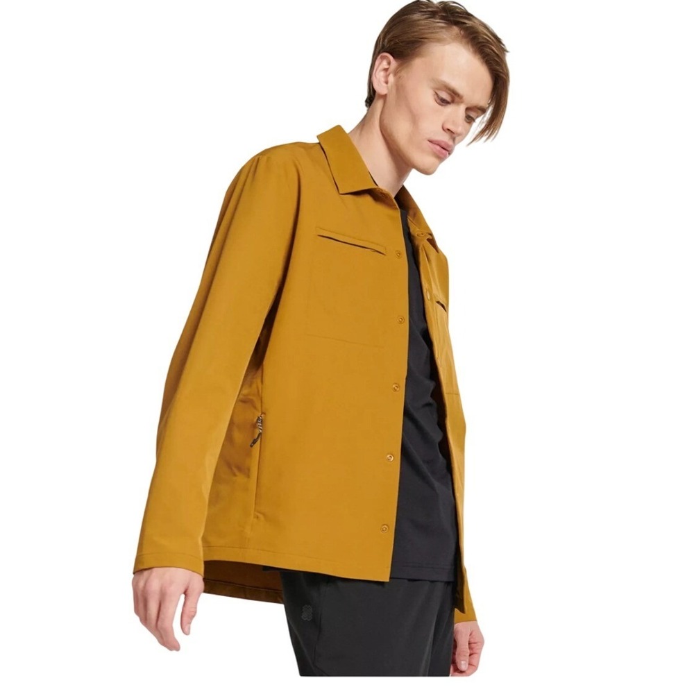 FLX Mens‎ Snap Front Shirt Jacket Mustard Yellow Size Medium